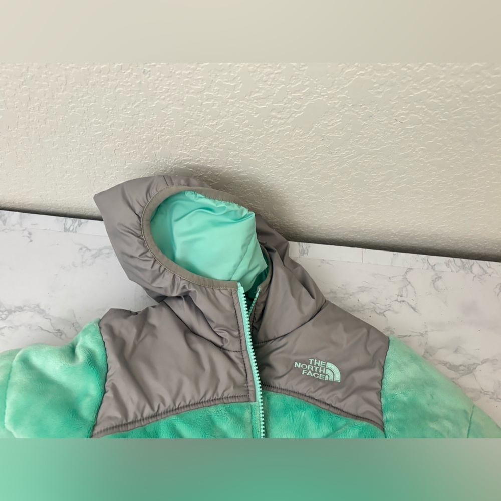The North Face® Womens Reversible Full Zip Puffer Coat Pink Sz XS Mint Green - Picture 3 of 5